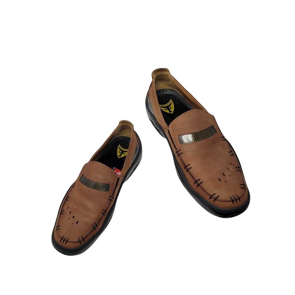 Michael Toschi Mens Mach 8284 Leather Driving Loafers Brown‎ Sz 9 CarbonLite